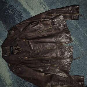 Black Rivet Chocolate Leather Jacket..size M